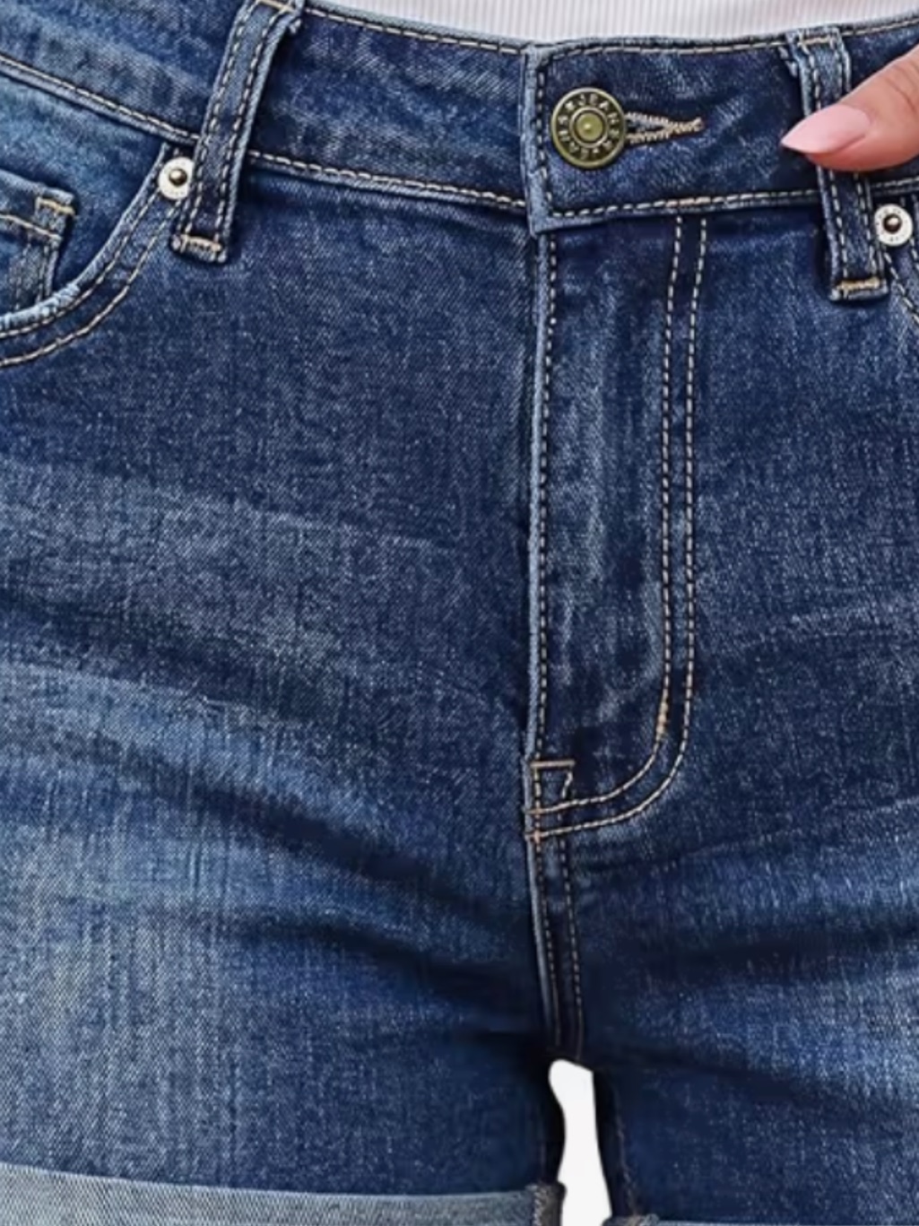 Denizen From Levi's Dark Blue Rolled Cuff Jean Shorts